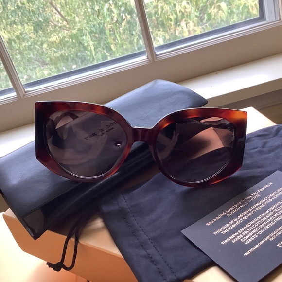 Rag & Bone 58mm Round Sunglasses Havana Brown - Picture 11 of 15